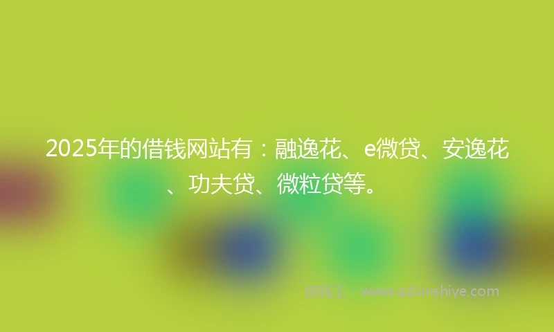2025年的借钱网站有：融逸花、e微贷、安逸花、功夫贷、微粒贷等。