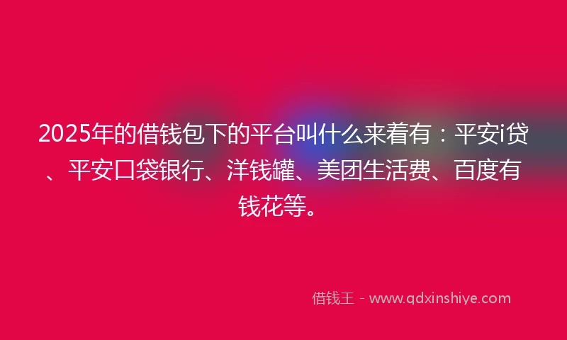2025年的借钱包下的平台叫什么来着有：平安i贷、平安口袋银行、洋钱罐、美团生活费、百度有钱花等。