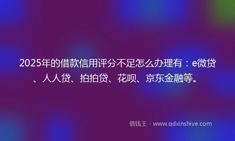 2025年的借款信用评分不足怎么办理有：e微贷、人人贷、拍拍贷、花呗、京东金融等。