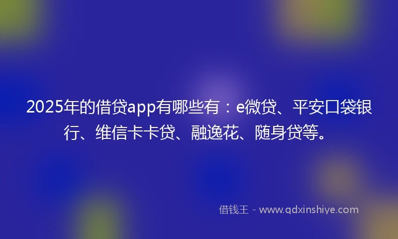 2025年的借贷app有哪些有：e微贷、平安口袋银行、维信卡卡贷、融逸花、随身贷等。