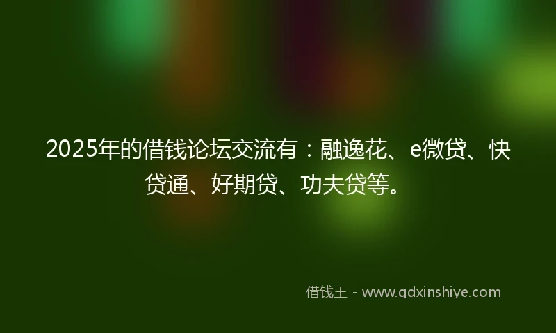 2025年的借钱论坛交流有：融逸花、e微贷、快贷通、好期贷、功夫贷等。