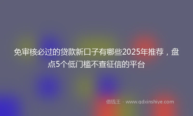 免审核必过的贷款新口子有哪些2025年推荐，盘点5个低门槛不查征信的平台