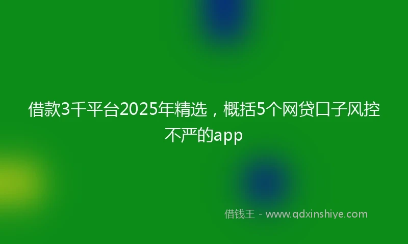 借款3千平台2025年精选,概括5个网贷口子风控不严的app