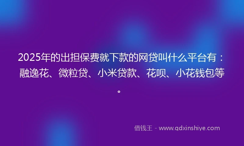 2025年的出担保费就下款的网贷叫什么平台有：融逸花、微粒贷、小米贷款、花呗、小花钱包等。