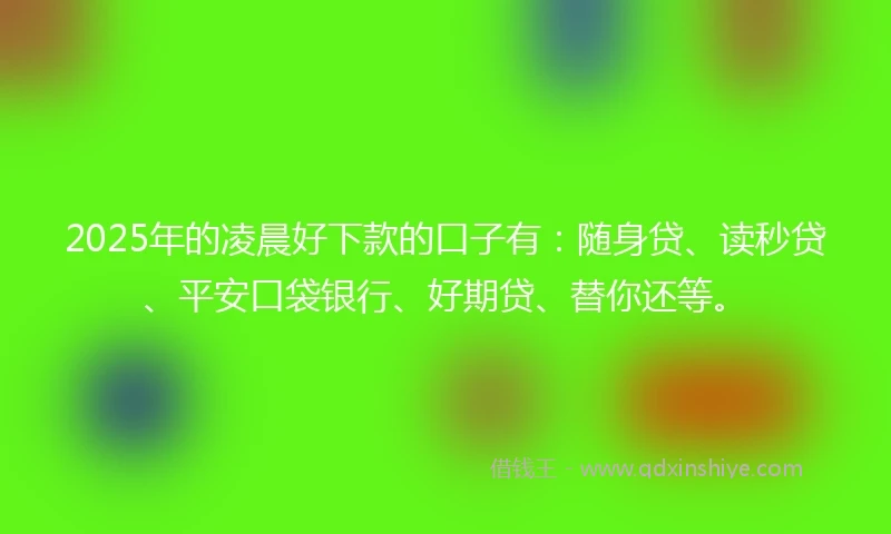 2025年的凌晨好下款的口子有：随身贷、读秒贷、平安口袋银行、好期贷、替你还等。