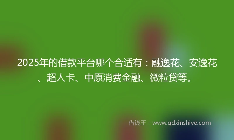 2025年的借款平台哪个合适有：融逸花、安逸花、超人卡、中原消费金融、微粒贷等。