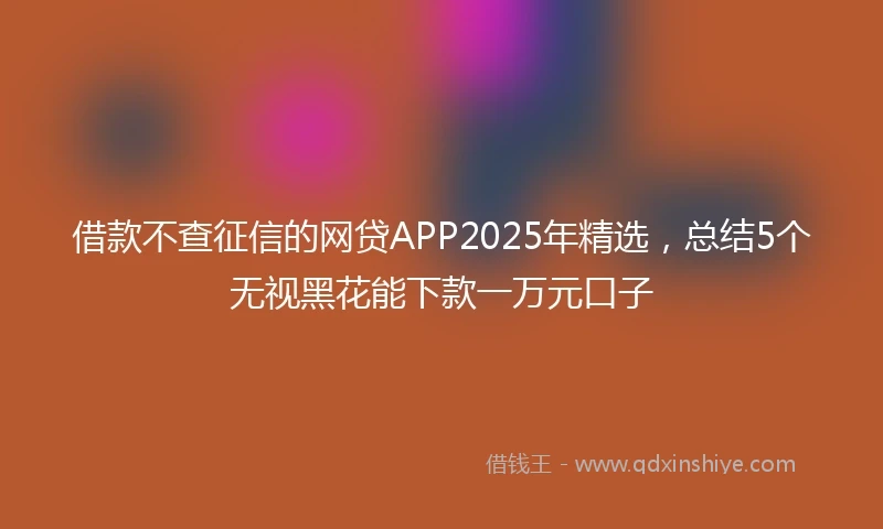 借款不查征信的网贷APP2025年精选，总结5个无视黑花能下款一万元口子
