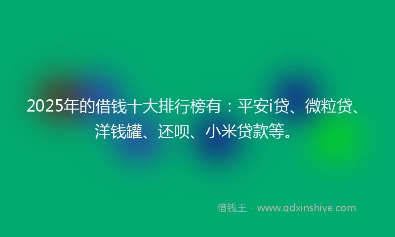 2025年的借钱十大排行榜有：平安i贷、微粒贷、洋钱罐、还呗、小米贷款等。