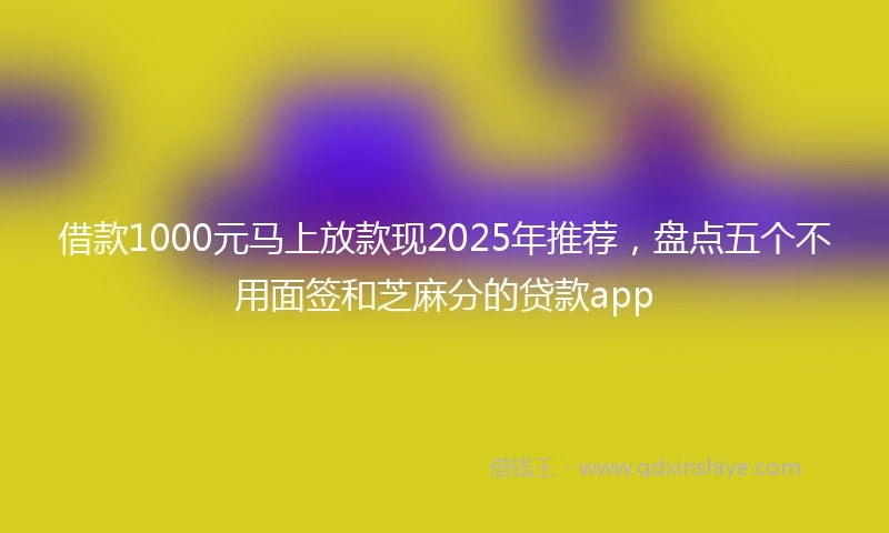 借款1000元马上放款现2025年推荐，盘点五个不用面签和芝麻分的贷款app
