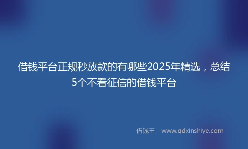 借钱平台正规秒放款的有哪些2025年精选，总结5个不看征信的借钱平台