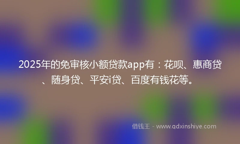 2025年的免审核小额贷款app有：花呗、惠商贷、随身贷、平安i贷、百度有钱花等。