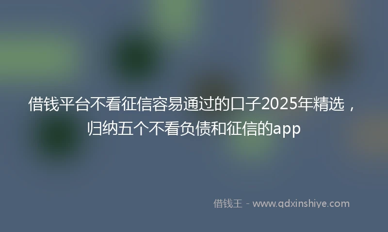 借钱平台不看征信容易通过的口子2025年精选，归纳五个不看负债和征信的app