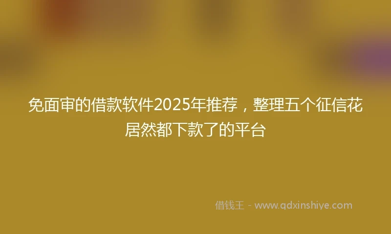免面审的借款软件2025年推荐，整理五个征信花居然都下款了的平台
