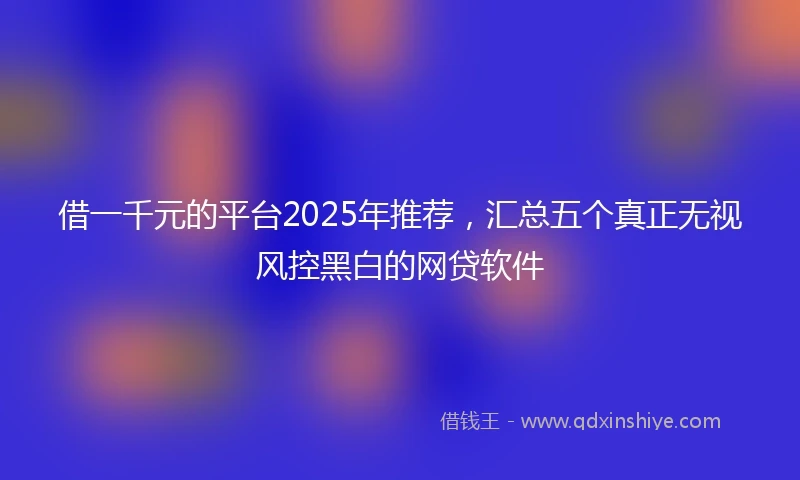 借一千元的平台2025年推荐，汇总五个真正无视风控黑白的网贷软件