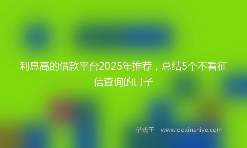 利息高的借款平台2025年推荐，总结5个不看征信查询的口子