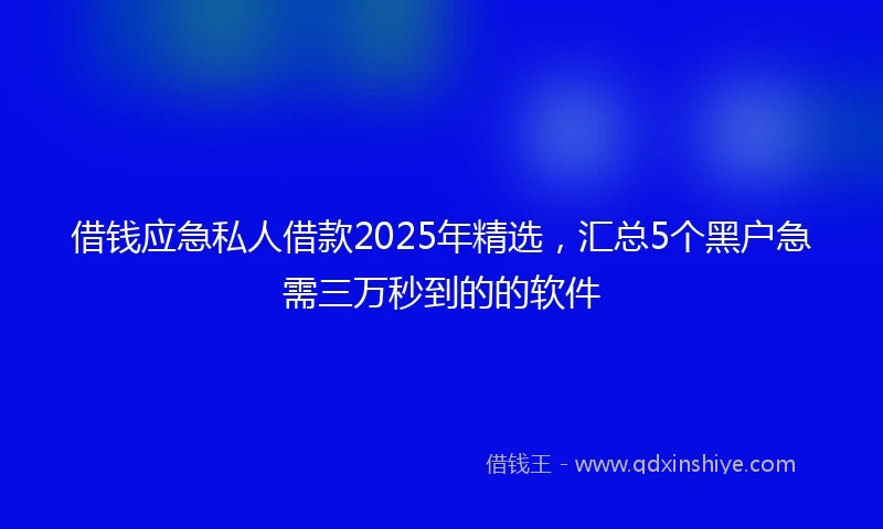 借钱应急私人借款2025年精选，汇总5个黑户急需三万秒到的的软件
