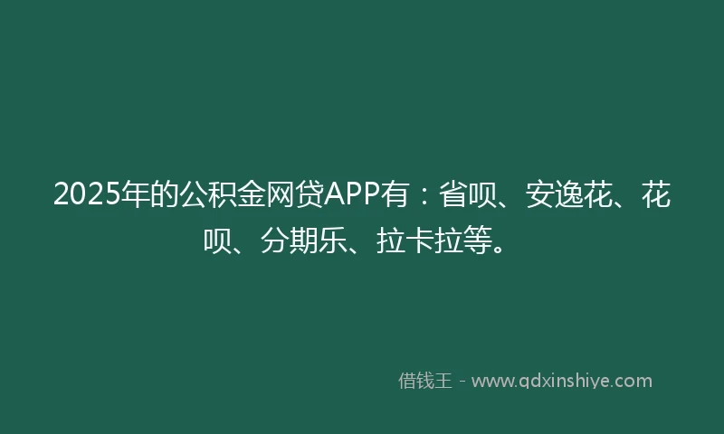 2025年的公积金网贷APP有：省呗、安逸花、花呗、分期乐、拉卡拉等。