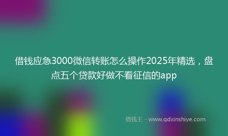 借钱应急3000微信转账怎么操作2025年精选，盘点五个贷款好做不看征信的app