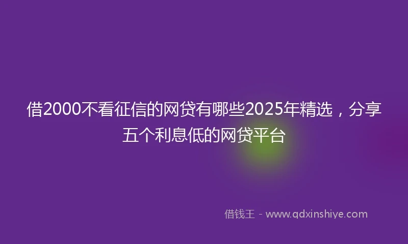 借2000不看征信的网贷有哪些2025年精选，分享五个利息低的网贷平台