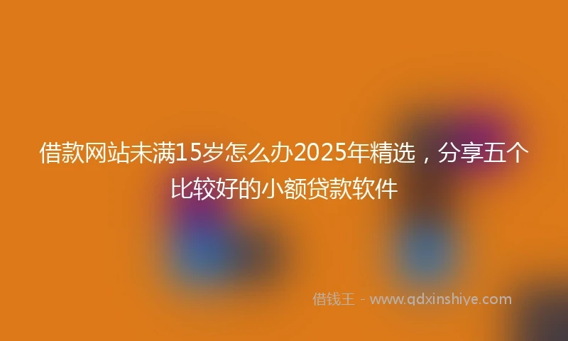 借款网站未满15岁怎么办2025年精选，分享五个比较好的小额贷款软件