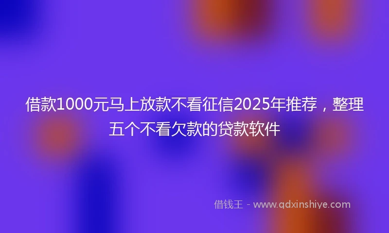 借款1000元马上放款不看征信2025年推荐，整理五个不看欠款的贷款软件