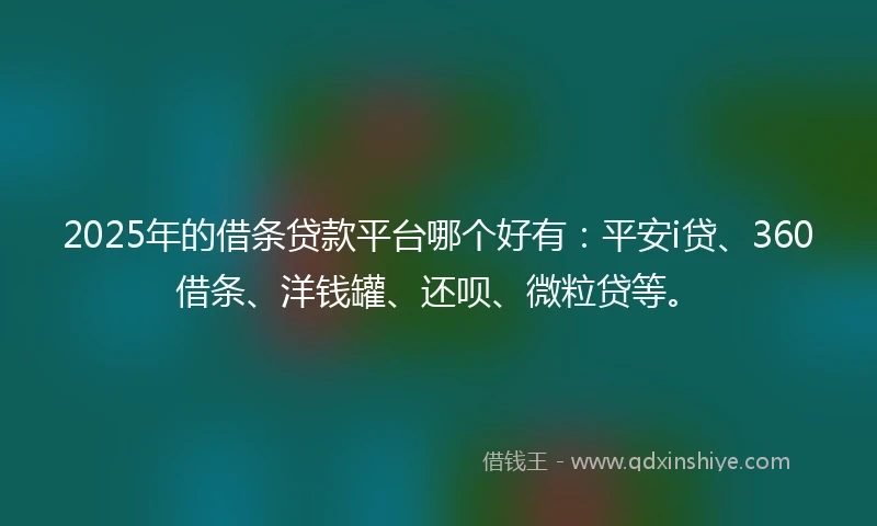 2025年的借条贷款平台哪个好有：平安i贷、360借条、洋钱罐、还呗、微粒贷等。