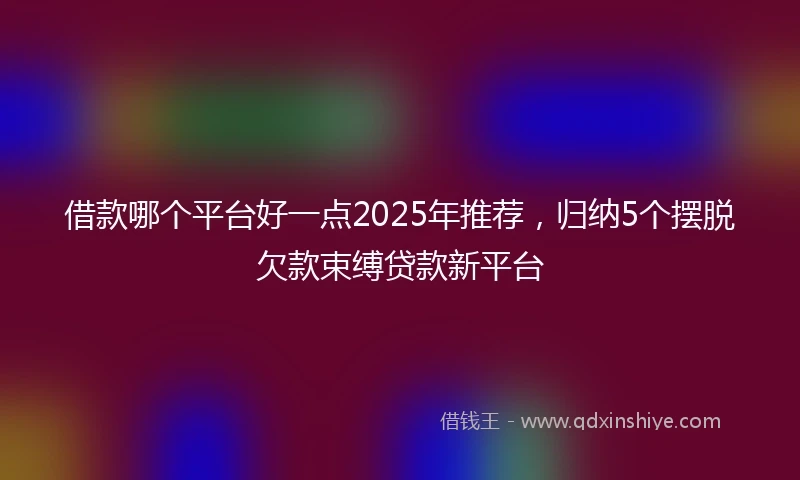 借款哪个平台好一点2025年推荐，归纳5个摆脱欠款束缚贷款新平台