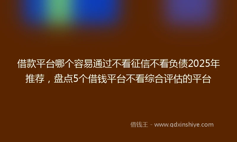 借款平台哪个容易通过不看征信不看负债2025年推荐，盘点5个借钱平台不看综合评估的平台