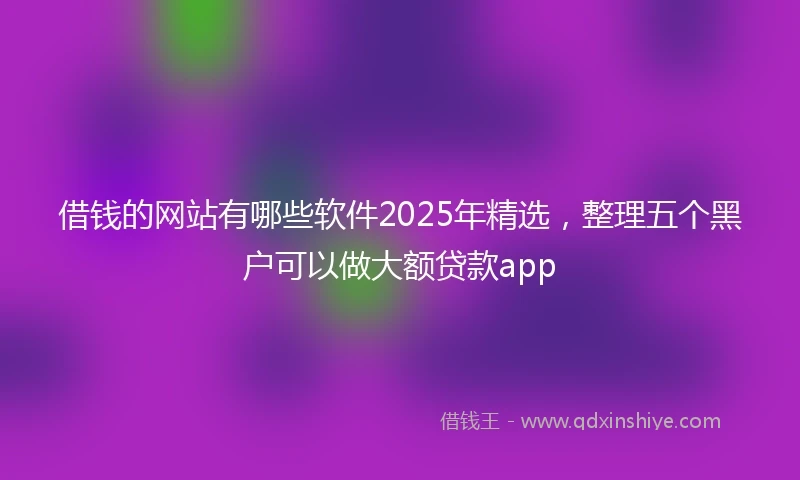 借钱的网站有哪些软件2025年精选，整理五个黑户可以做大额贷款app