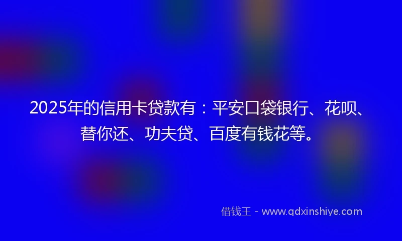 2025年的信用卡贷款有：平安口袋银行、花呗、替你还、功夫贷、百度有钱花等。