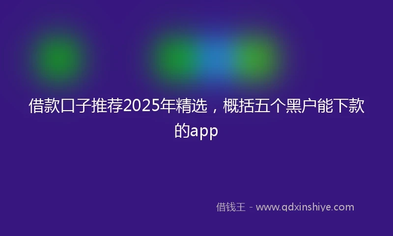 借款口子推荐2025年精选，概括五个黑户能下款的app