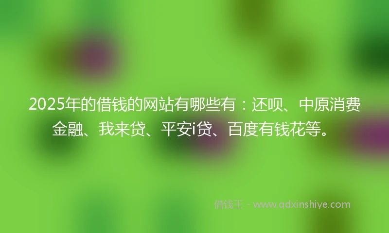 2025年的借钱的网站有哪些有：还呗、中原消费金融、我来贷、平安i贷、百度有钱花等。