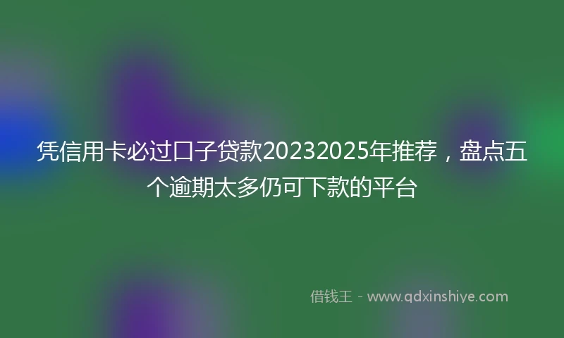 凭信用卡必过口子贷款20232025年推荐，盘点五个逾期太多仍可下款的平台