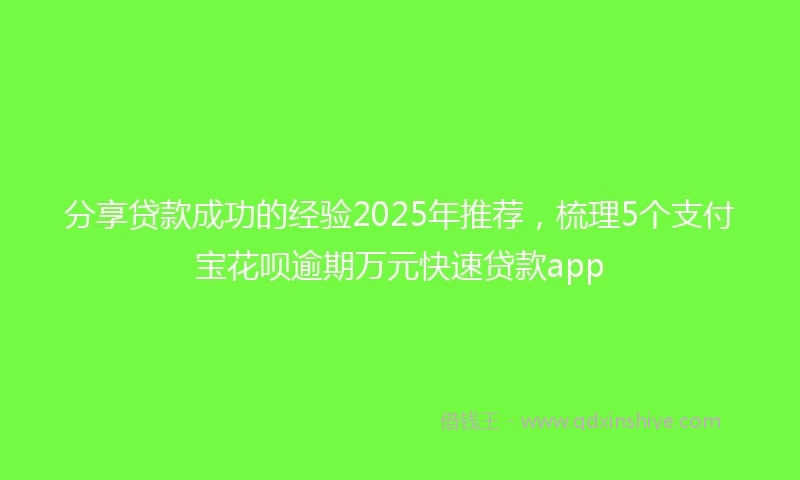 分享贷款成功的经验2025年推荐，梳理5个支付宝花呗逾期万元快速贷款app