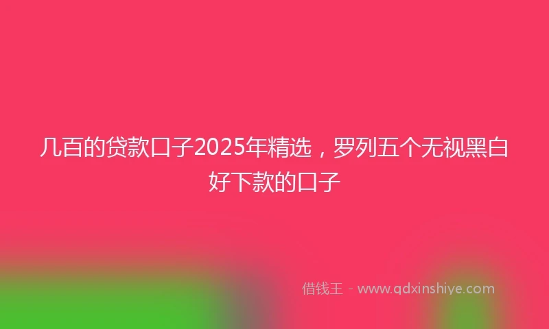 几百的贷款口子2025年精选，罗列五个无视黑白好下款的口子