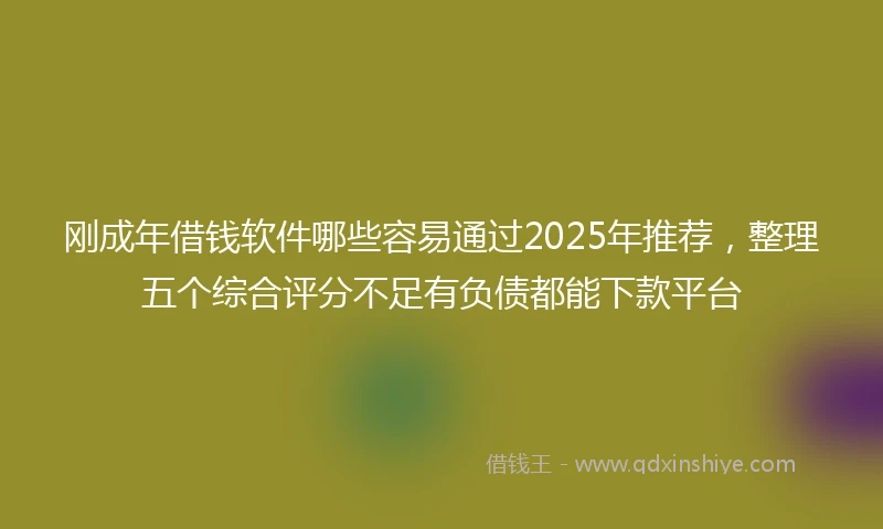 刚成年借钱软件哪些容易通过2025年推荐，整理五个综合评分不足有负债都能下款平台