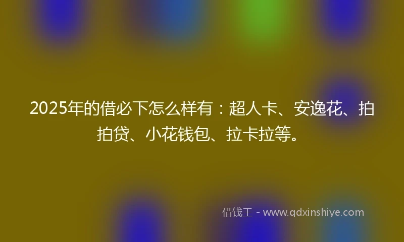 2025年的借必下怎么样有：超人卡、安逸花、拍拍贷、小花钱包、拉卡拉等。