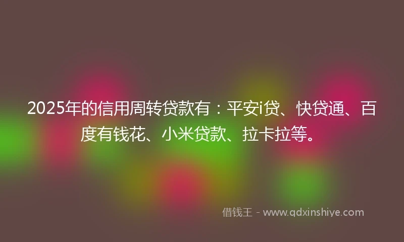 2025年的信用周转贷款有：平安i贷、快贷通、百度有钱花、小米贷款、拉卡拉等。
