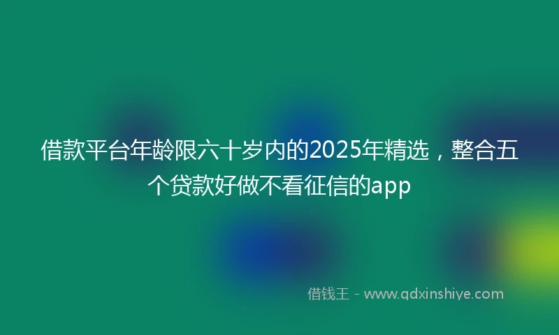 借款平台年龄限六十岁内的2025年精选，整合五个贷款好做不看征信的app