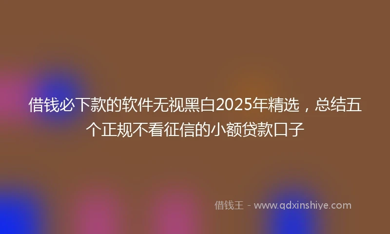 借钱必下款的软件无视黑白2025年精选，总结五个正规不看征信的小额贷款口子