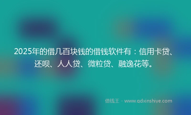 2025年的借几百块钱的借钱软件有：信用卡贷、还呗、人人贷、微粒贷、融逸花等。