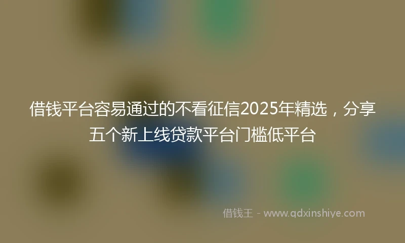 借钱平台容易通过的不看征信2025年精选，分享五个新上线贷款平台门槛低平台