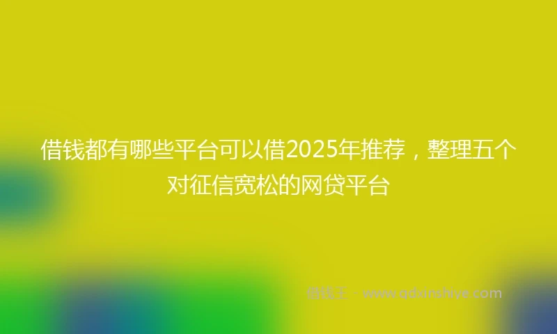 借钱都有哪些平台可以借2025年推荐，整理五个对征信宽松的网贷平台