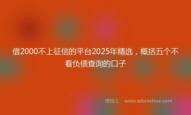 借2000不上征信的平台2025年精选,概括五个不看负债查询的口子