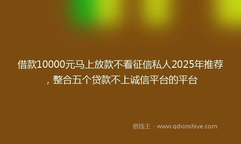 借款10000元马上放款不看征信私人2025年推荐，整合五个贷款不上诚信平台的平台