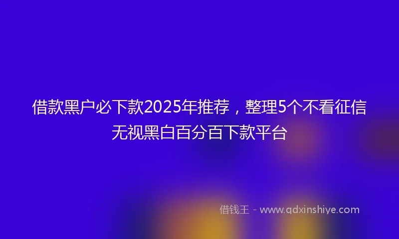 借款黑户必下款2025年推荐，整理5个不看征信无视黑白百分百下款平台
