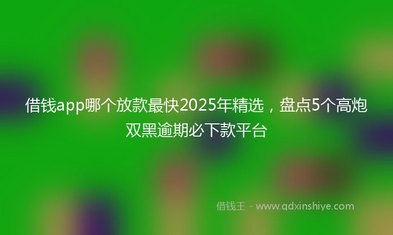 借钱app哪个放款最快2025年精选，盘点5个高炮双黑逾期必下款平台