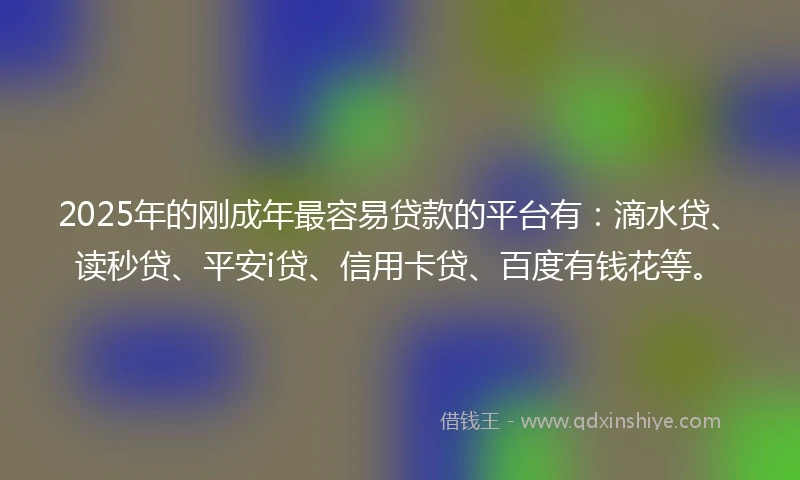2025年的刚成年最容易贷款的平台有：滴水贷、读秒贷、平安i贷、信用卡贷、百度有钱花等。