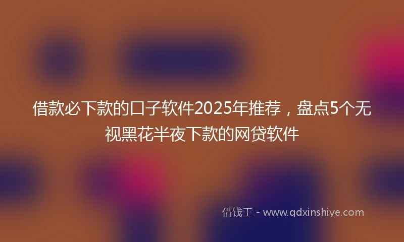 借款必下款的口子软件2025年推荐，盘点5个无视黑花半夜下款的网贷软件
