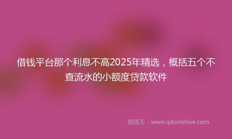 借钱平台那个利息不高2025年精选，概括五个不查流水的小额度贷款软件